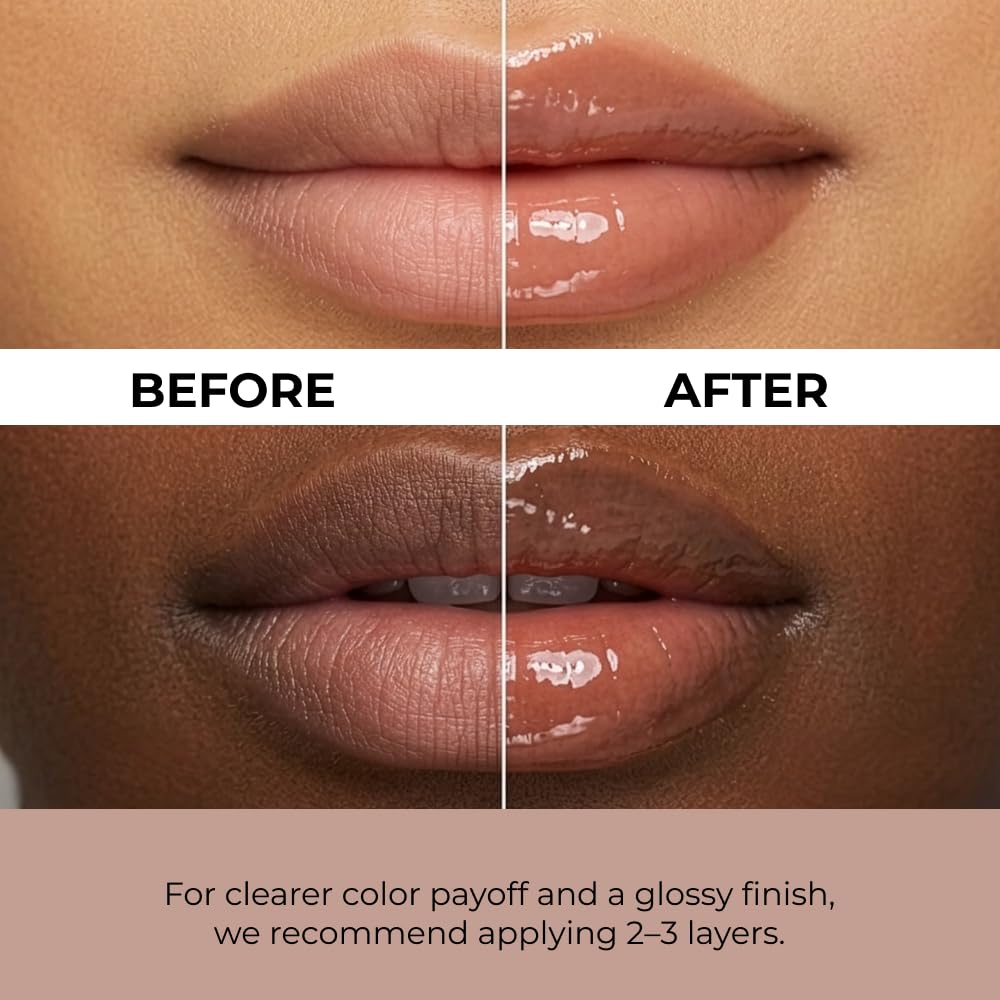 Alternativestereo Lip Potion Caramel Glaze glossy lip finish in action.