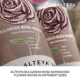 Alteya Organics BPA-free packaging highlighting eco-friendly reducer bottle.