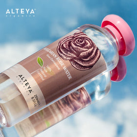 Alteya Organics Rosa Damascena petals close-up showing pure distillate.