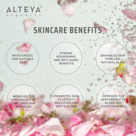Alteya Organic rose oil ingredient jar close-up highlighting hydration