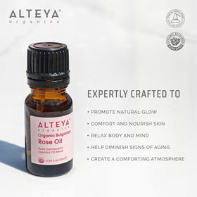 Alteya skincare application showing glow from rose oil hydration