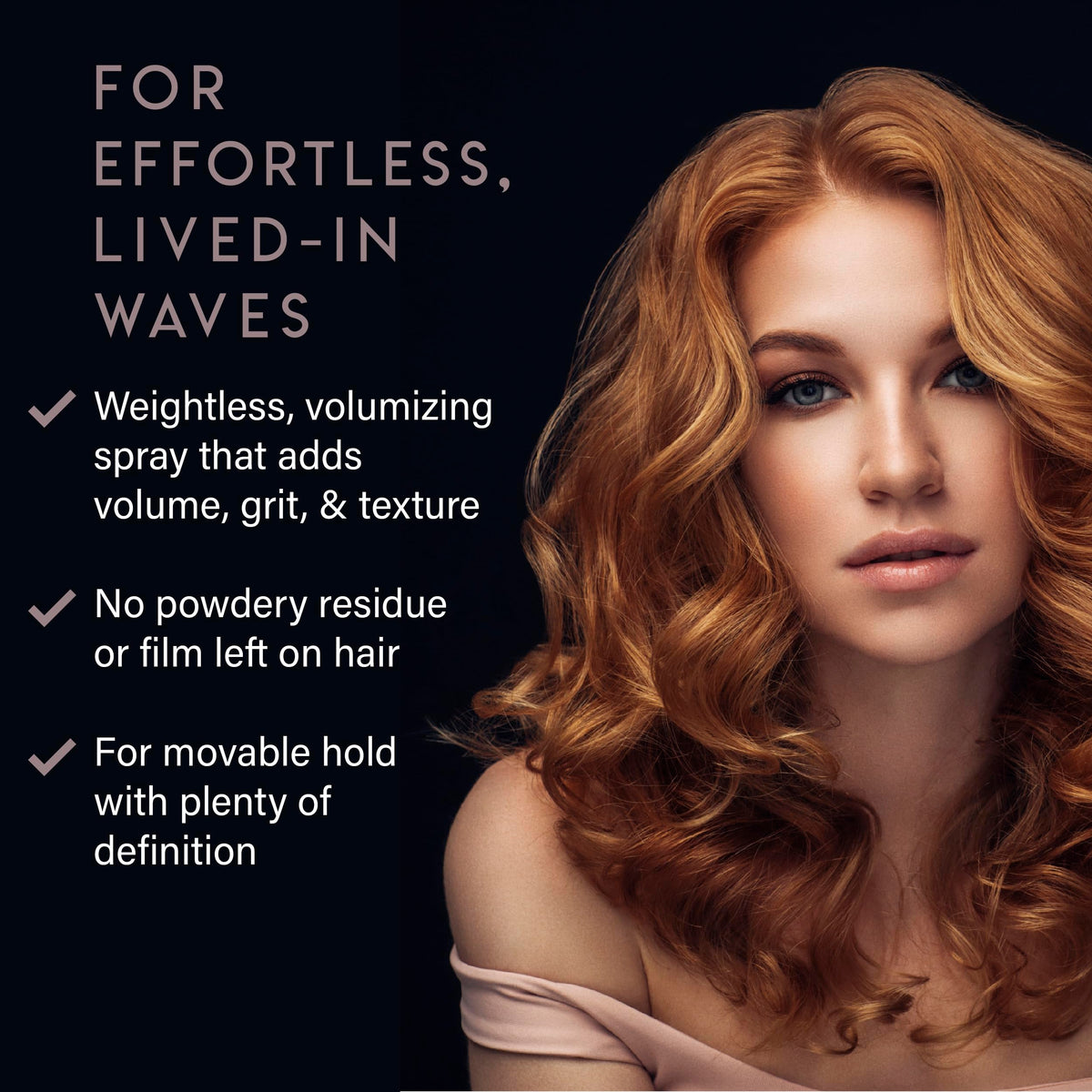 ALURAM Dry Texture Spray creates voluminous waves with natural definition.