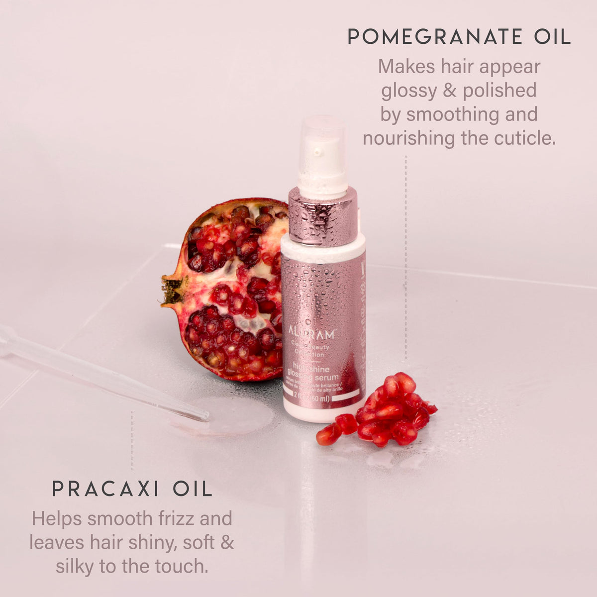 Pump action of ALURAM High Shine Glossing Serum for controlled application
