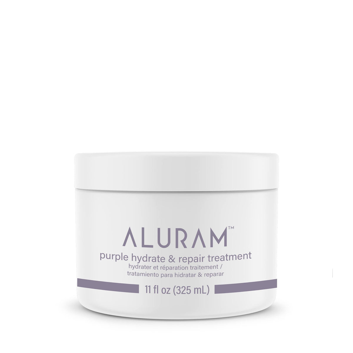 ALURAM Purple Hydrate & Repair bottle pours a cooling hydration for color-treated hair.
