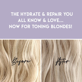ALURAM Purple Hydrate & Repair applied to hair delivering smooth, frizz-controlled shine.