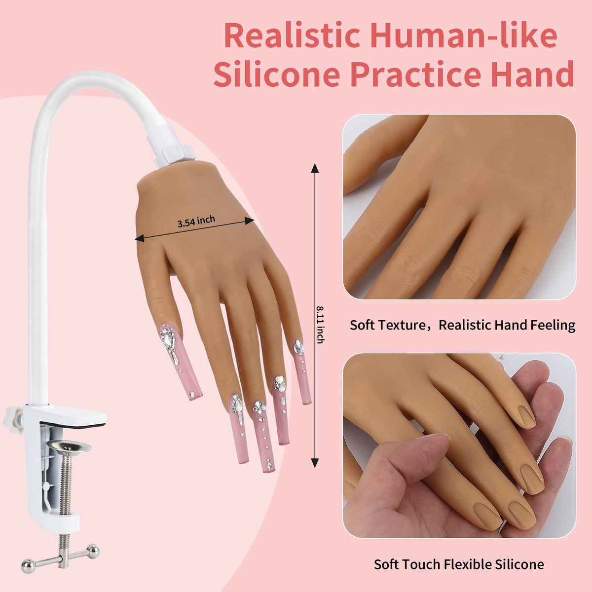 ALUROICE silicone hand close-up showing lifelike 1:1 feel for training.