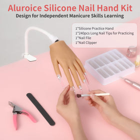 ALUROICE hand highlights nail tips slot system holding tips without glue.