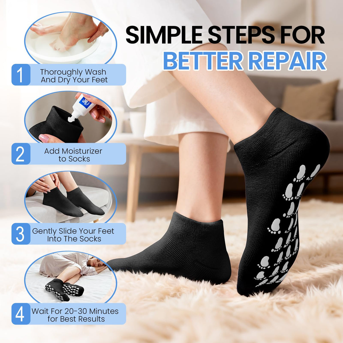 Branded ALUROICE packaging for silicone moisturizing socks, two-pair set