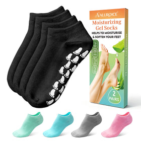 ALUROICE two-pair black Aloe silicone moisturizing socks for extended-size feet, soft and comfortable