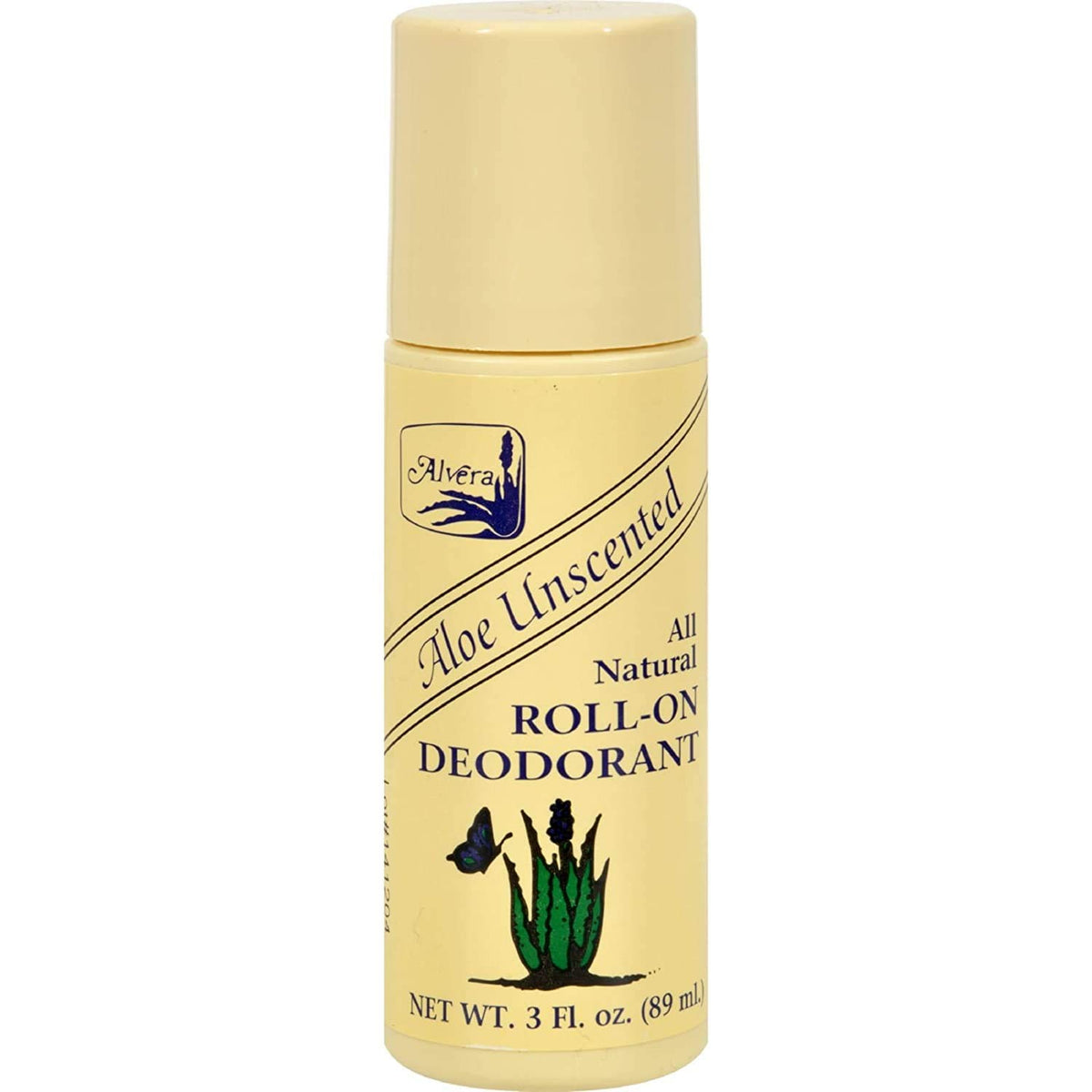 Alvera roll-on deodorant aloe unscented—long-lasting freshness for sensitive skin.