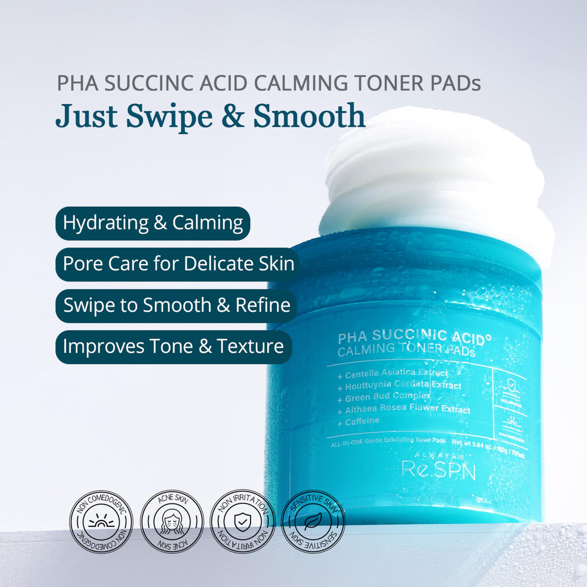 AlwayNu Re.SPN toner pad gauze side exfoliation targets nose and T-zone gently.
