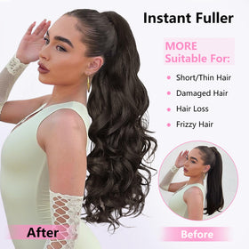 ALXNAN clip-in ponytail securely attaches at the roots for natural blend.