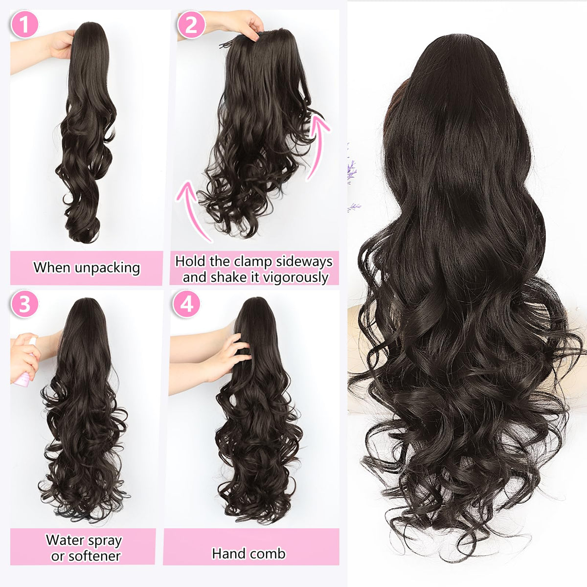 ALXNAN long ponytail adds dramatic length and versatile curls for any day.