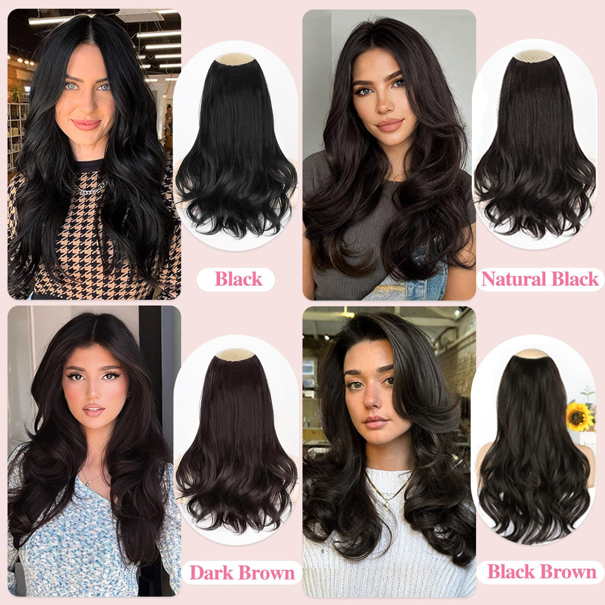 ALXNAN 16-inch black hair extensions for ready-to-wear length and body
