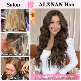 ALXNAN clip-in extensions 4pcs clip-ins secure attachment for quick styling.