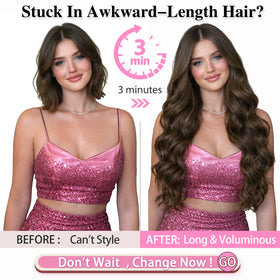 ALXNAN clip-in extensions dark brown wavy 20in hairstyle versatility and bounce.