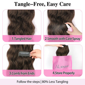 ALXNAN clip-in extensions quick and easy application for busy mornings.