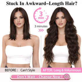 ALXNAN 24-inch chocolate brown clip-in waves for fuller hair.