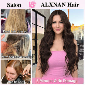 ALXNAN clip-in waves 24in chocolate brown add fullness and movement.
