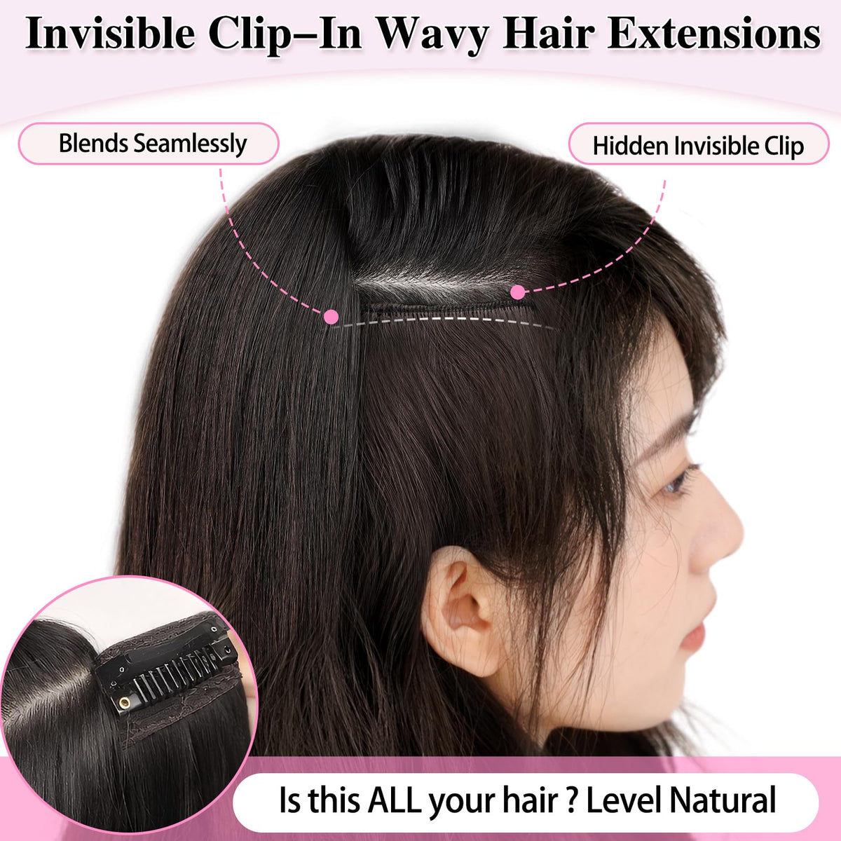 ALXNAN 24-inch brown clip-in extensions highlighting length without salon.