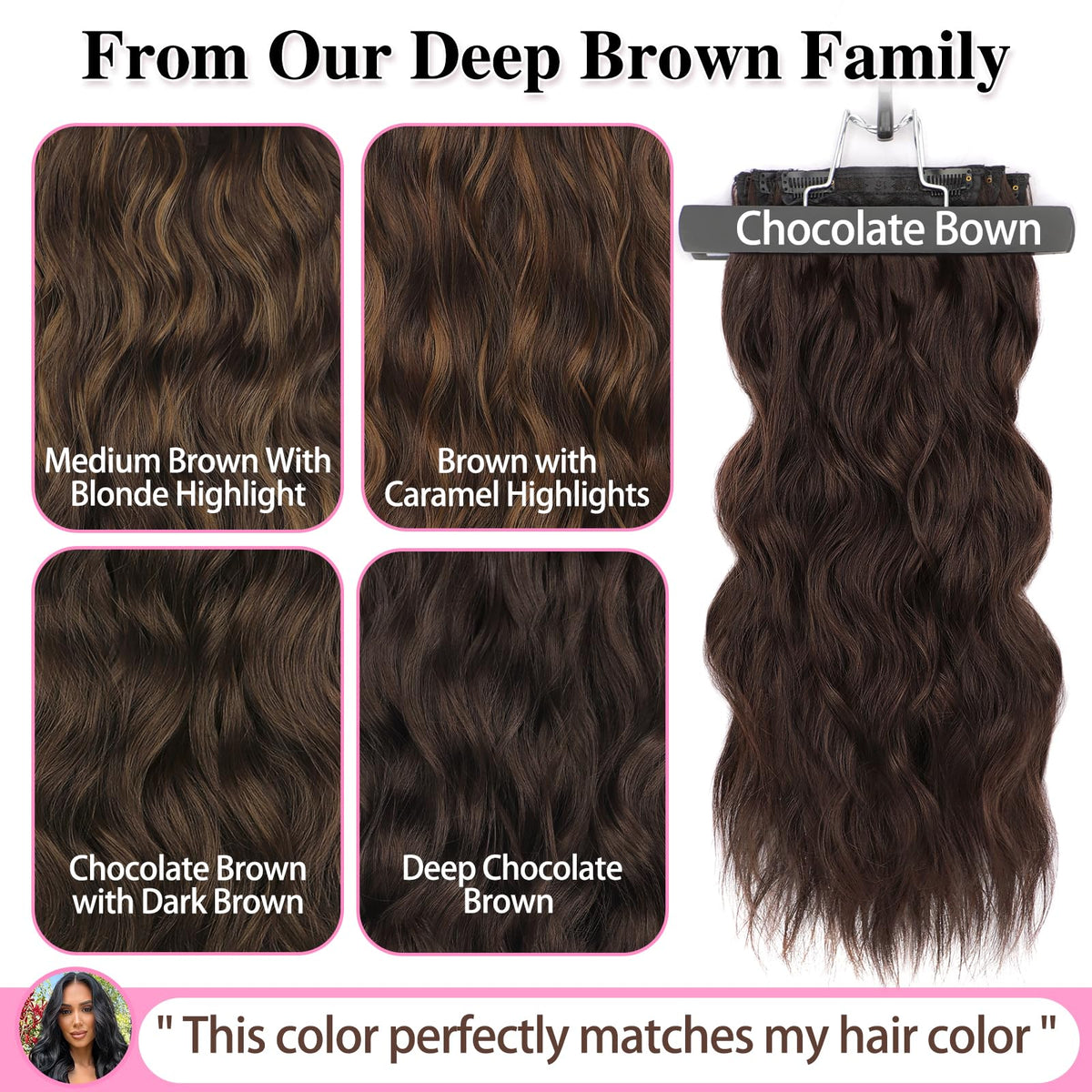 ALXNAN 24in chocolate brown waves for party-ready volume.