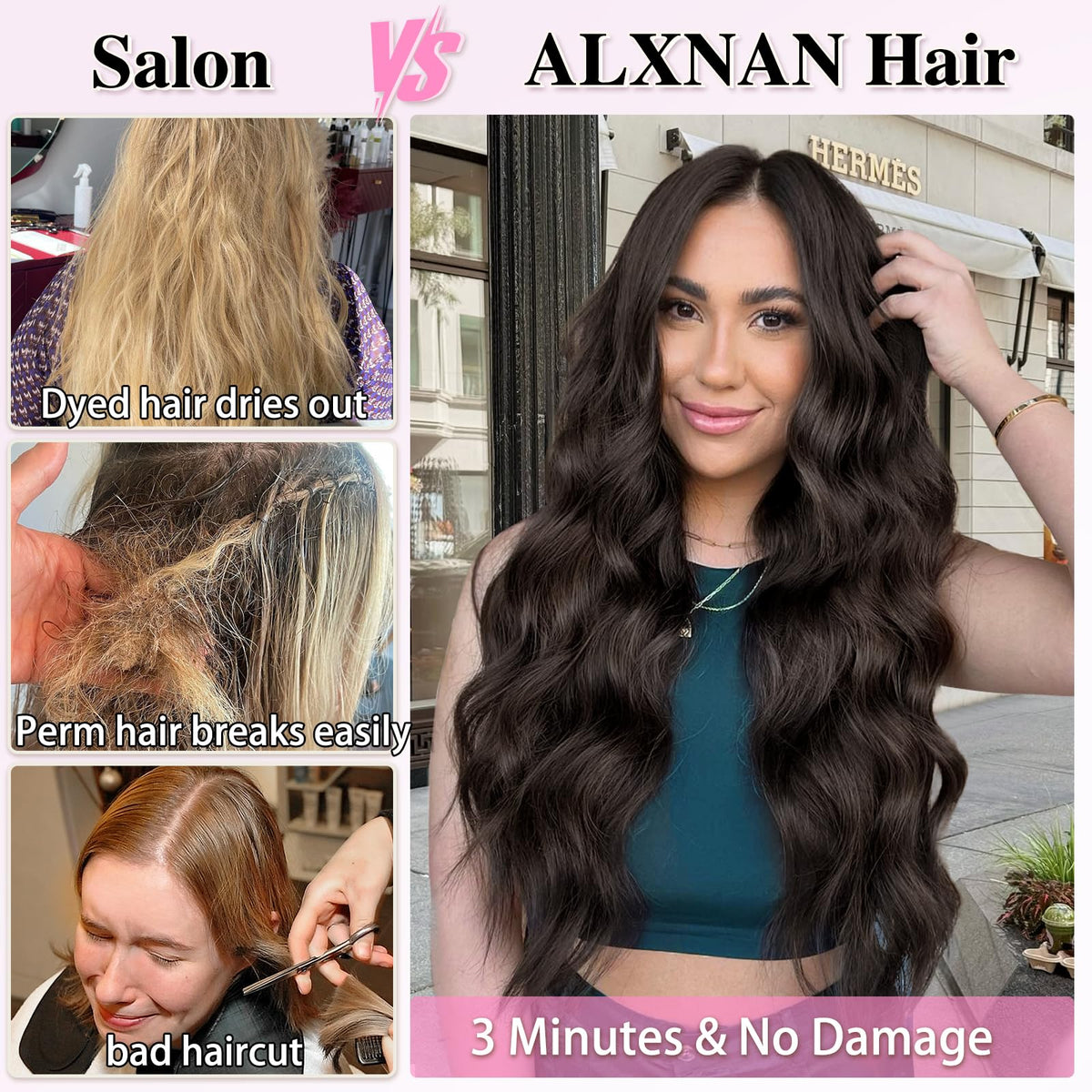 ALXNAN four-piece clip-in set with 5in wefts for customizable fullness