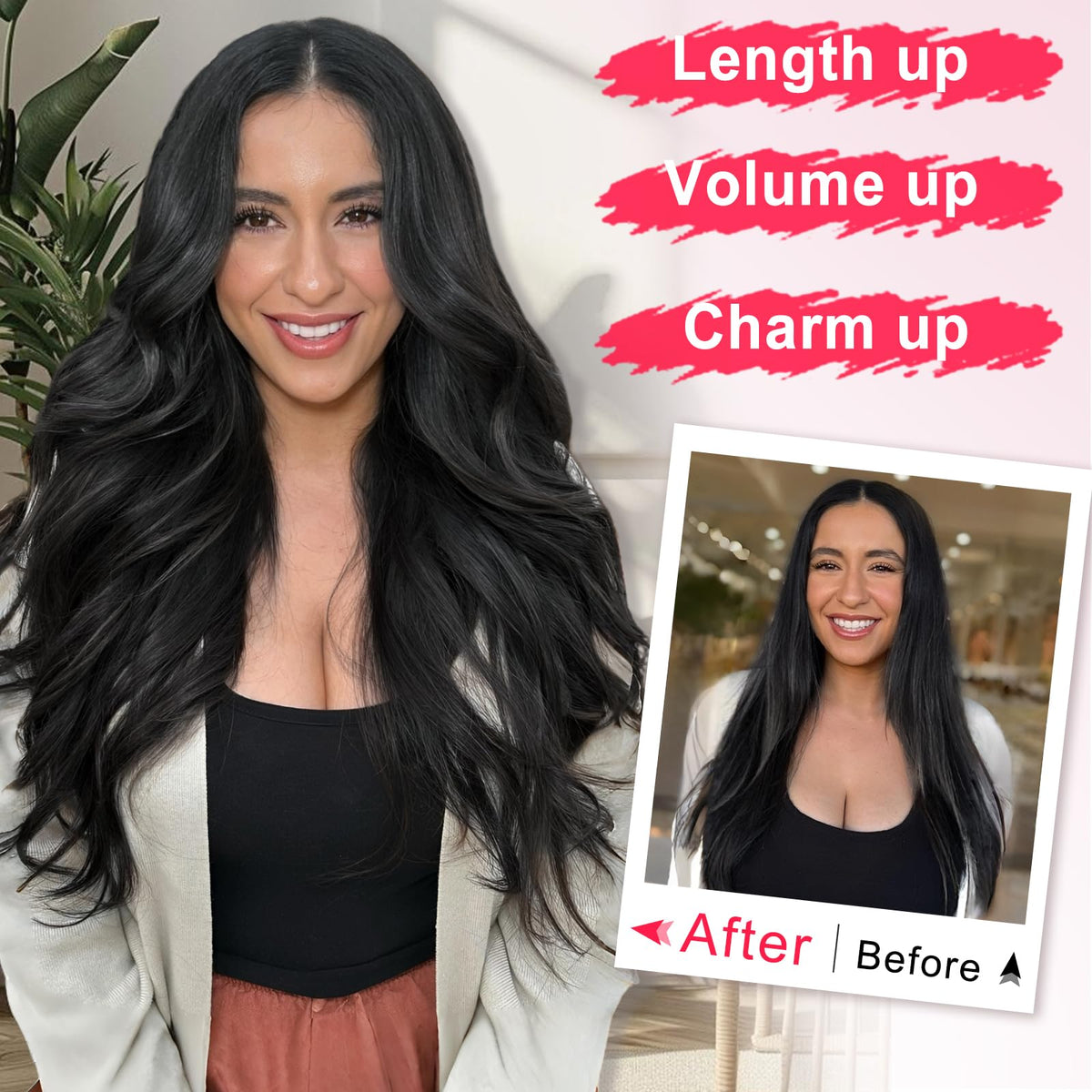 ALXNAN layered-wavy hair close-up showing texture and premium fibers.