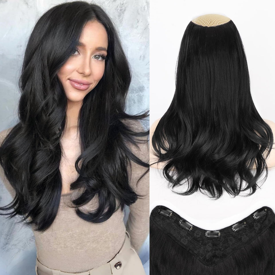 ALXNAN long wavy layered clip-in extensions for natural volume and easy styling