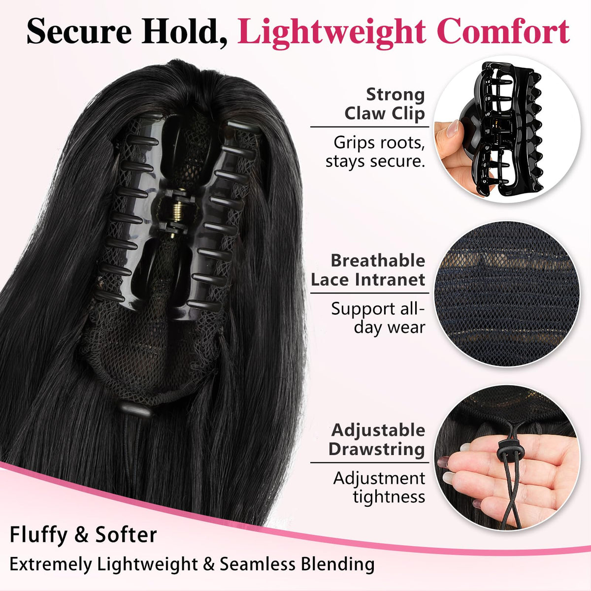 ALXNAN ponytail care tips demonstrated to keep fibers fluffy and tangle-free
