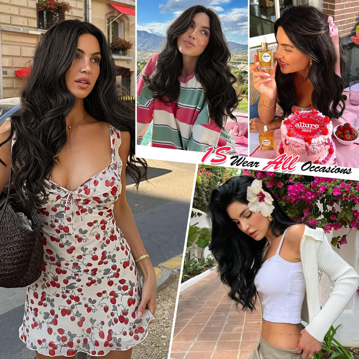 ALXNAN 5-minute style change with clip-in extensions for quick versatility