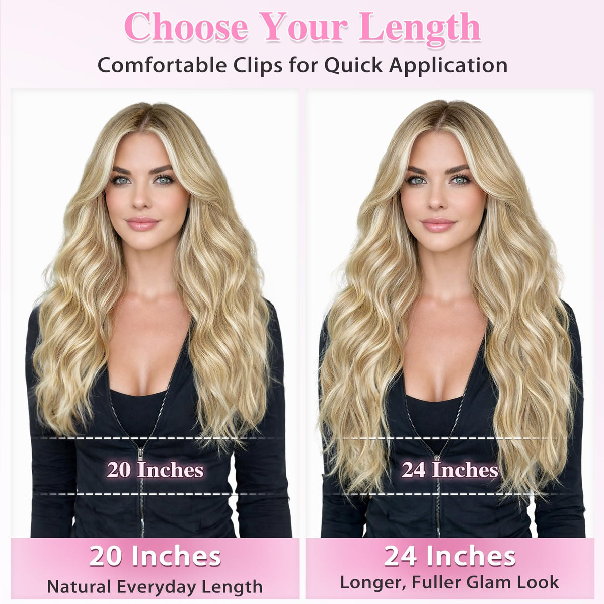 ALXNAN six-clip weft extension creates seamless balance and body.