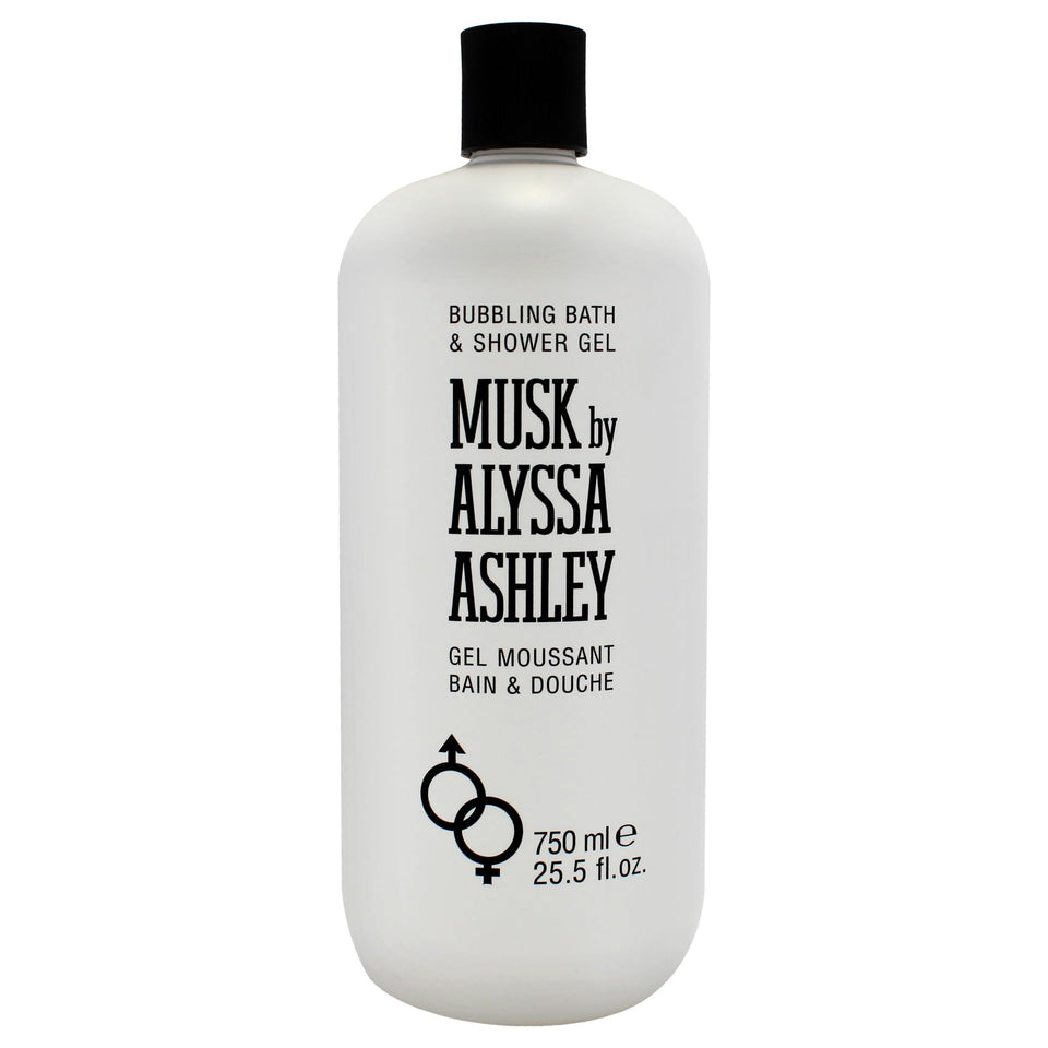 Alyssa Ashley Musk Bubbling Bath bottle with rich fragrance for daily cleansing.