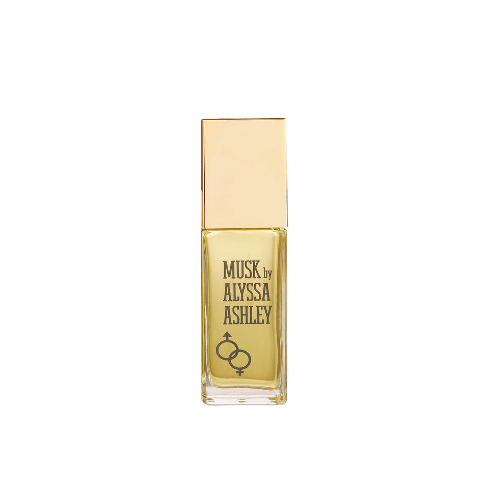 Alyssa Ashley Musk bottle highlights citrus bergamot top notes for a fresh opening.