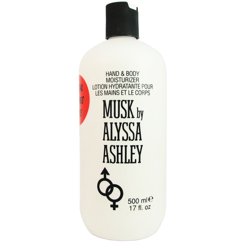 Alyssa Ashley Musk lotion on hand shows smooth, non-greasy finish after absorption.