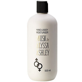 Alyssa Ashley Musk final image shows hands and body care ritual.