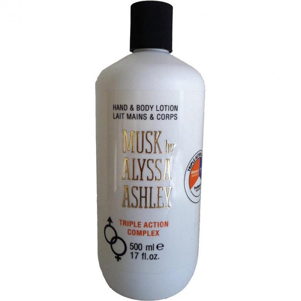 Alyssa Ashley Musk lotion texture close-up reveals creamy, indulgent feel.