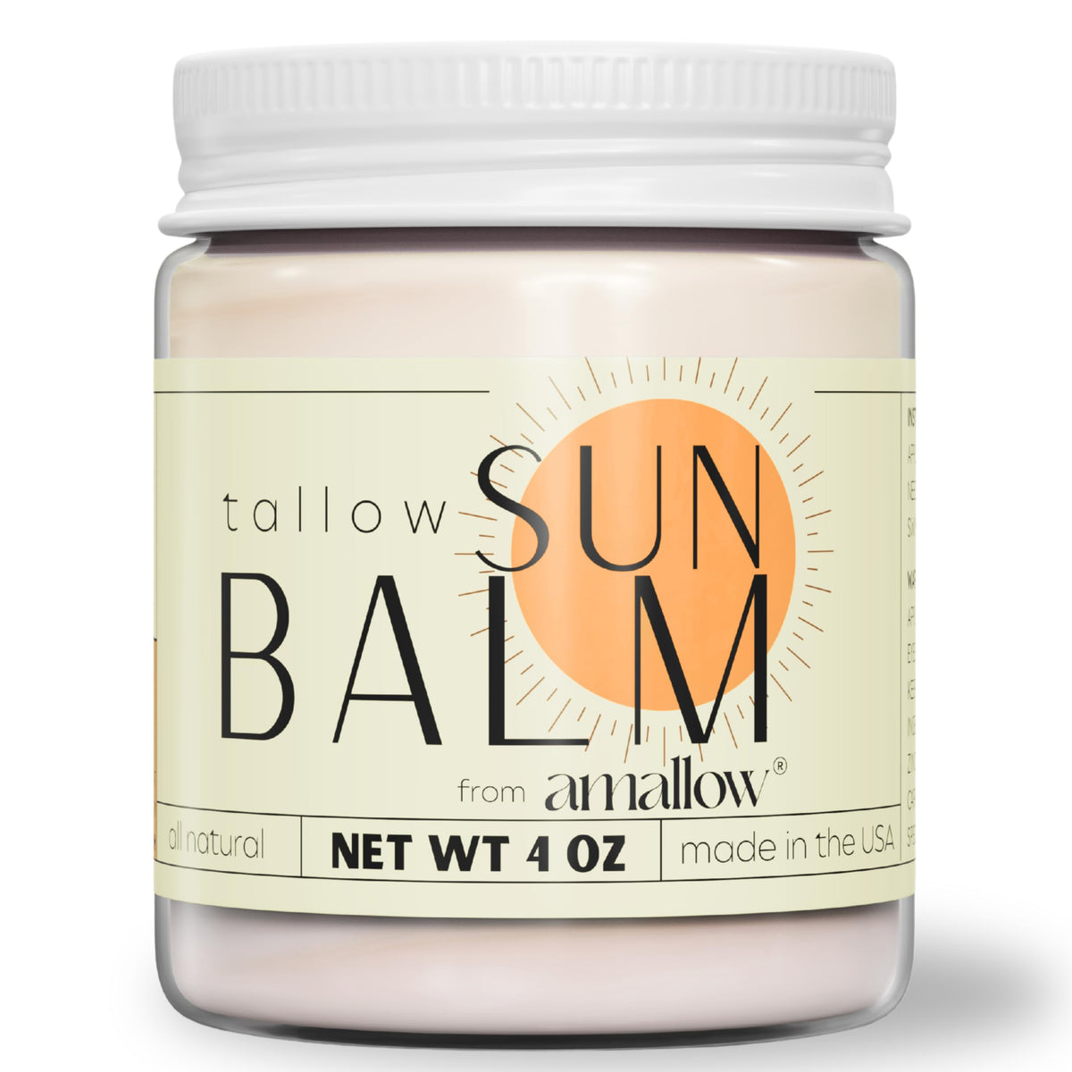 Amallow tallow sun balm jar front view with natural tint for daily sun protection
