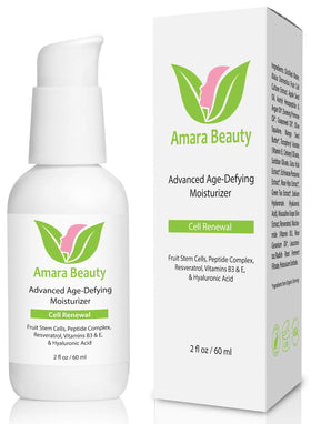 Amara Beauty anti-aging face cream bottle showing a smooth, fast-absorbing hydration for daily use.