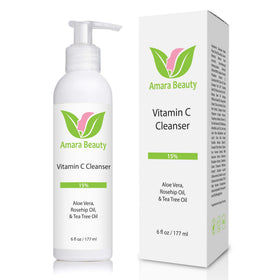 Amara Beauty facial cleanser bottle pour for quick, refreshing cleansing.