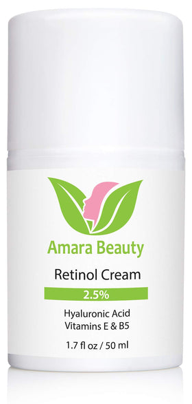 Amara Beauty Retinol Cream ingredients with hyaluronic acid and jojoba for hydration