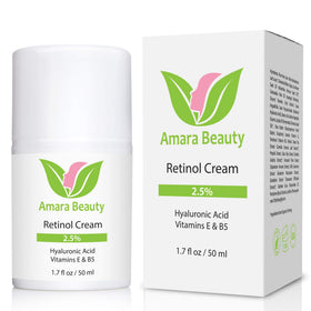 Amara Beauty Retinol Cream packaging display for premium skincare routine
