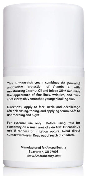 Amara Beauty Vitamin C Cream applied on clean skin for daily use.