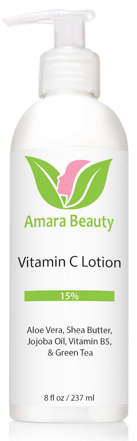 Cream-texture close-up of Amara Beauty Vitamin C Lotion showing smooth, non-greasy finish.