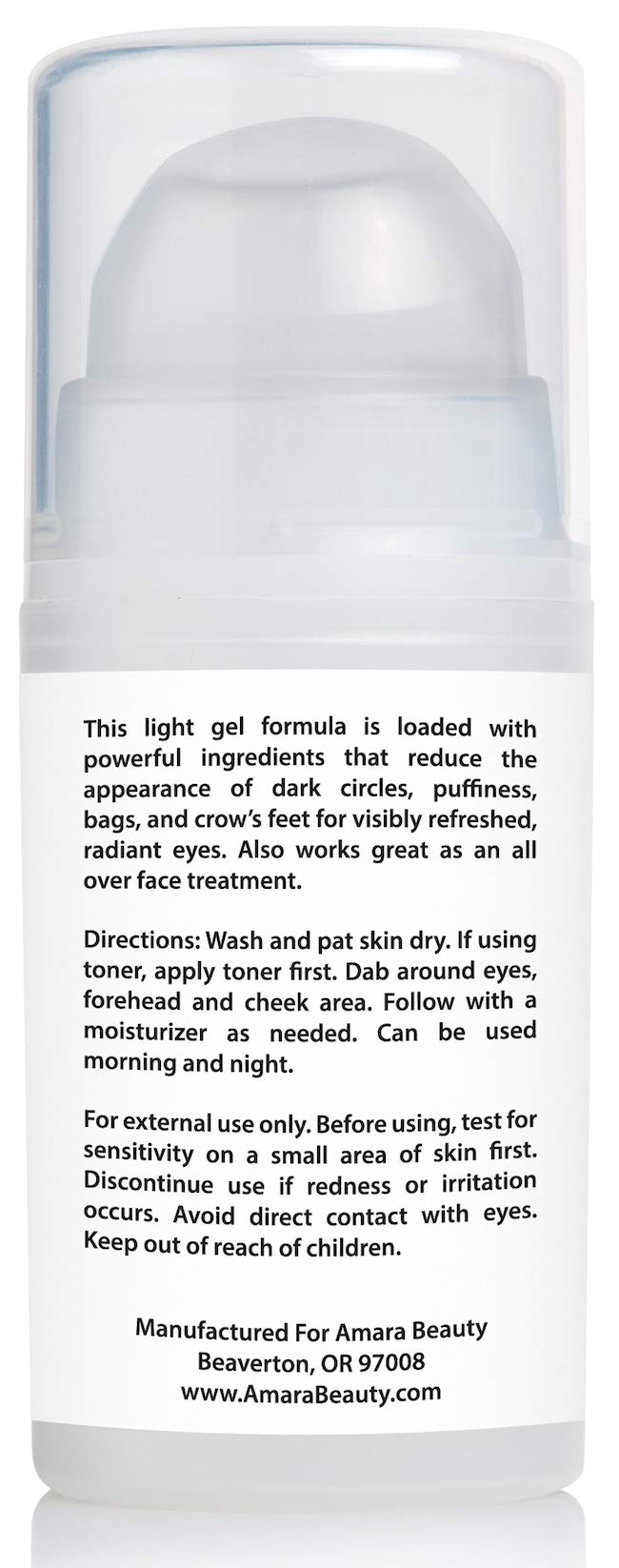 Amara Beauty Eye Cream Gel features peptides and plant stem cells for rejuvenation