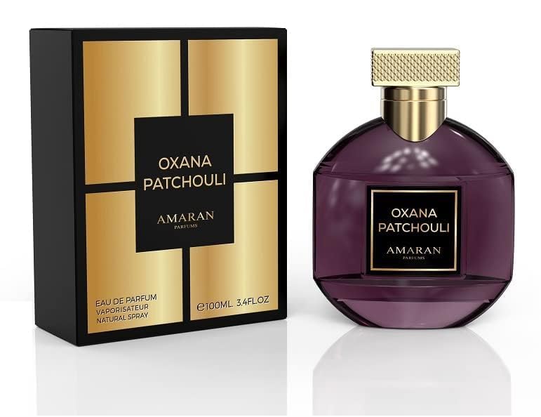 Amaran Oxana Patchouli EDP packaging shot suggests a premium gift option.