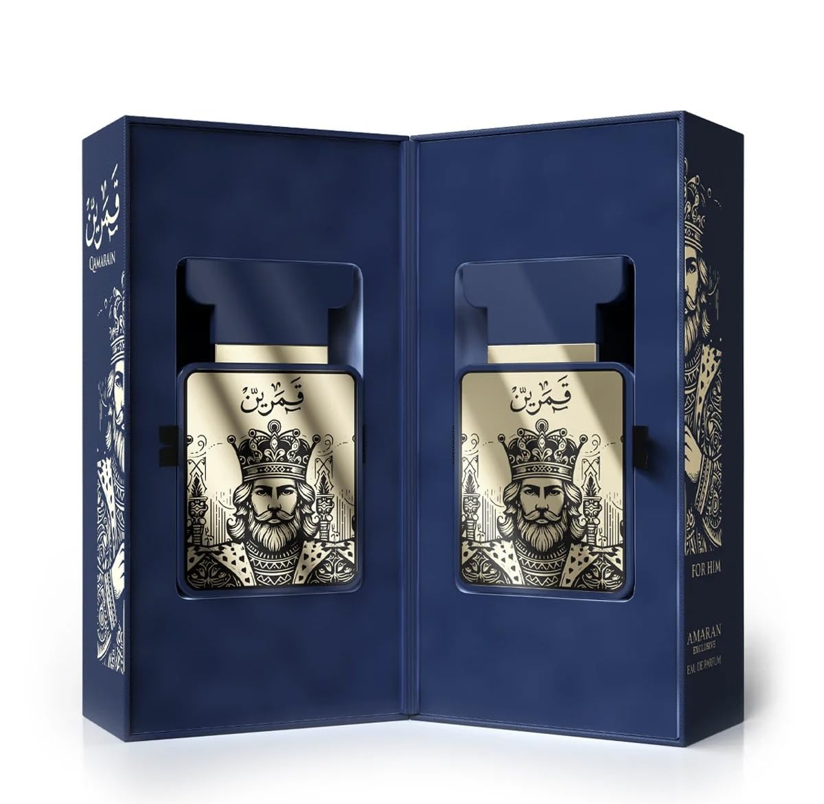 Amaran Parfums Qamarain For Him bottle cap close-up highlighting premium craftsmanship.