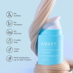 Shiny, healthy-looking hair after AMAXY Bonding Serum use.