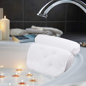 AmazeFan Bath Pillow with 4D Air Mesh for breathable, quick-drying comfort