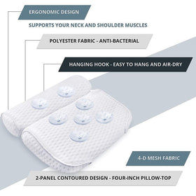 AmazeFan head-neck-support design contouring to neck and shoulders during a bath