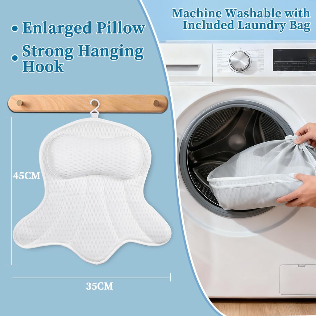 AmazeFan bath pillow with top hang loop for easy storage.